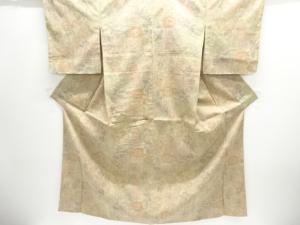 花模様織出し手織り真綿小千谷紬着物